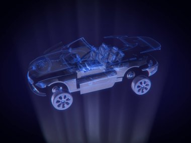 Demonte arabaya Hologram tel çerçeve stili .3d oluşturma