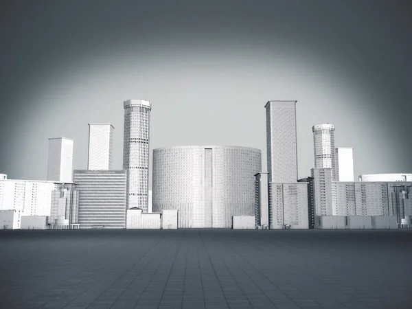 Абстрактне місто для тла, 3D візуалізація — стокове фото