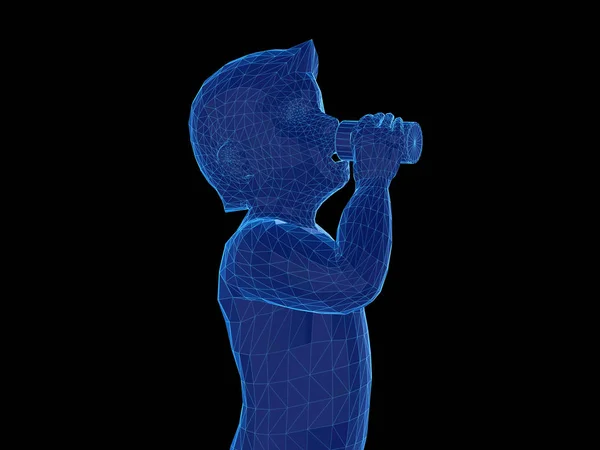 Πλαίσιο καλωδίων του μοντέλου το αγόρι πίνει milk.3d απόδοσης — Φωτογραφία Αρχείου