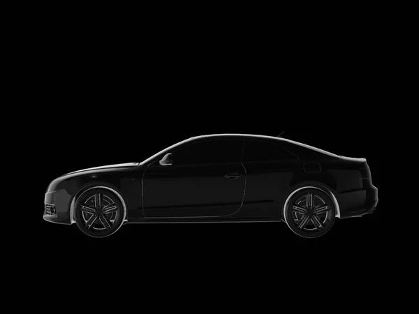 Moderne nieuwe zwarte metalen sedan car.3d weergave — Stockfoto
