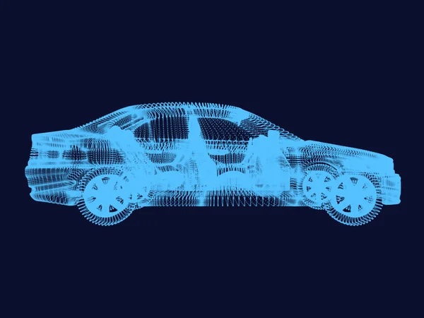 Shining dots of Car 3d model.3D rendering. — Stock Photo, Image