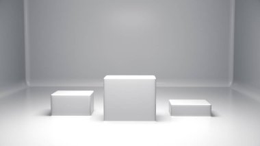 Pedestal for display,Platform for design,Blank product stand with background lab.3D rendering. clipart