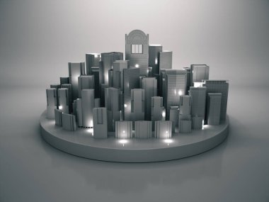 Özgeçmiş için soyut şehir, aydınlık karanlık şehir, gece şehri. 3d oluşturma