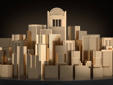 Altın bina modeli, altın şehir 3D oluşturma