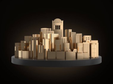 gold building model, golden city.3D Rendering clipart