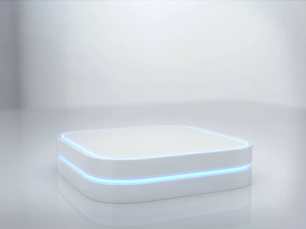 Piedistallo Display Piattaforma Design Supporto Prodotti Bianco Con Luce Luminosa — Foto Stock