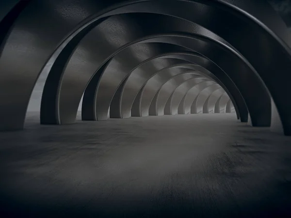 Estrutura Abstrata Fundo Mostra Produto Renderização Longa Tunel — Fotografia de Stock