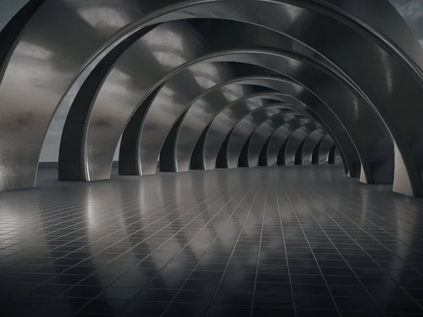 Abstract structure,Product showcase background,Long tunnel.3D rendering