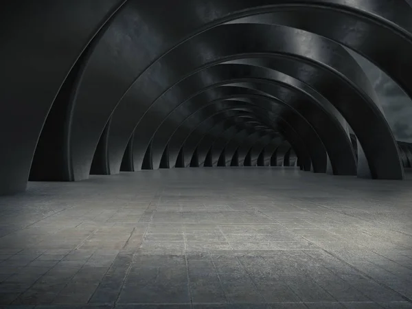 Abstract structure,Product showcase background,Long tunnel.3D rendering