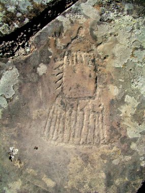 sitede Kalbak-Tash Altay dağlarında bulunan antik petroglifler