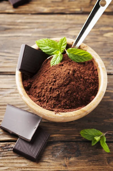 Tmavá čokoláda a kakao — Stock fotografie