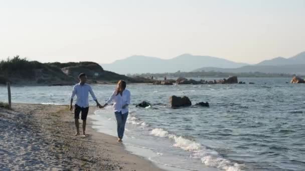 해변에서 행복 한 부부 — 비디오