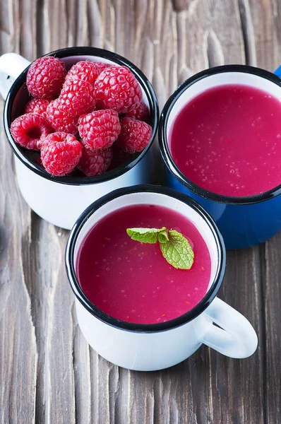 Russian kissel with raspberries — Stock Photo, Image