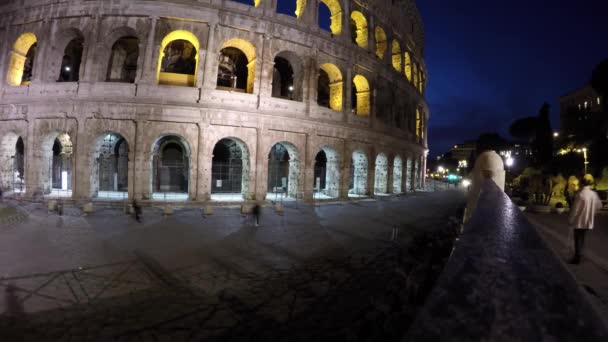 Rome Olaszország 2017 Január Éjszakai Kilátás Colosseum Róma Olaszország — Stock videók