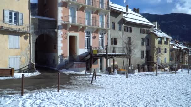 Briancon Frankrike December 2017 Utsikt Över Solig Vinterdag Briancon Frankrike — Stockvideo