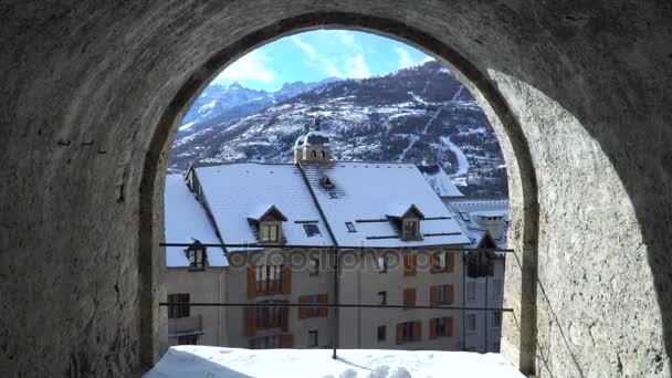 Vista Dal Balcone Del Castello Briancon Montagne — Video Stock