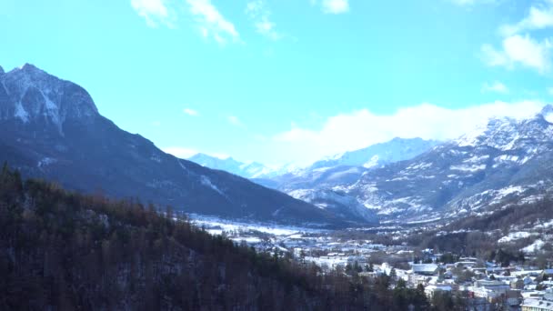 Vista Panorâmica Inverno Briancon Montanhas Redor — Vídeo de Stock
