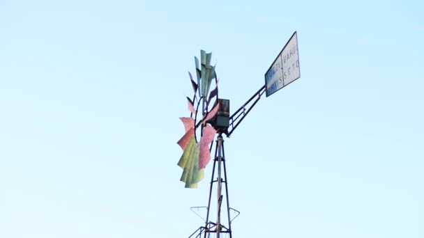 Paleta Viento Colorido Rodando Contra Cielo Azul — Vídeo de stock