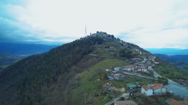 Malebný Pohled Fumone Město Okolní Území Zataženo Den — Stock video