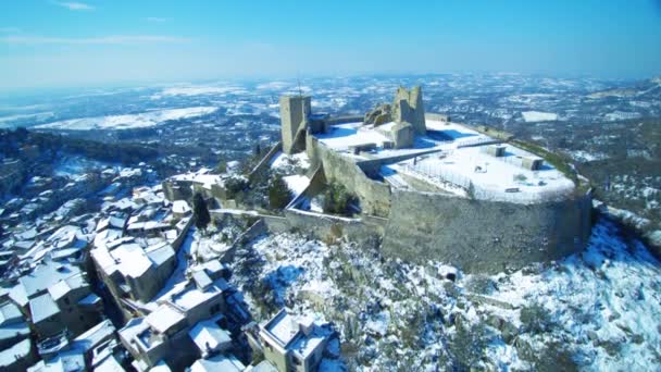 Podniesionymi Widokiem Montecelio Gmina Włoszech Pokryte Śniegiem — Wideo stockowe
