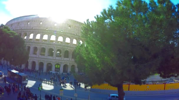 View Ancient Colosseum Sunny Day — Stock Video