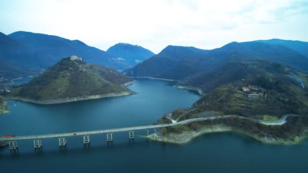 Veduta Aerea Castel Tora Territorio Avvolto — Video Stock