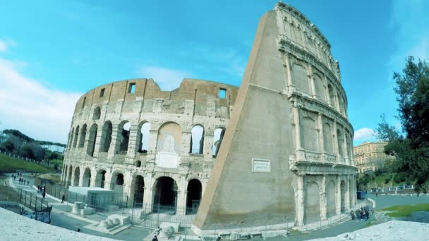 View Ancient Colosseum Sunny Day — Stock Video