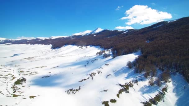 Vista Elevada Las Montañas Cubiertas Nieve — Vídeo de stock