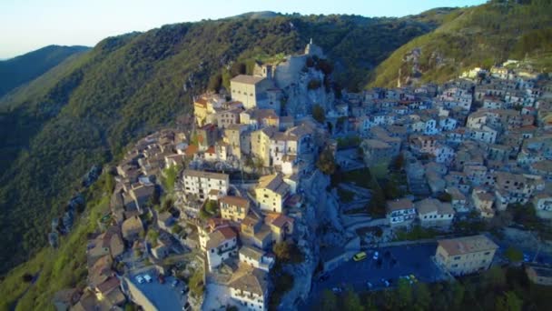 Luchtfoto Van Natuur Oude Gebouwen Cervara Roma Italië — Stockvideo