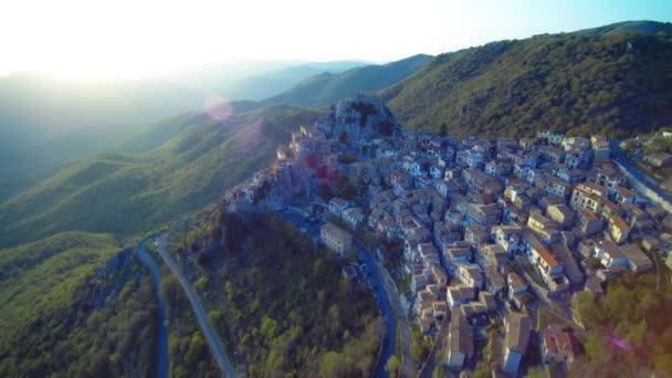 Flygfoto Över Naturen Och Gamla Byggnader Cervara Roma Italien — Stockvideo