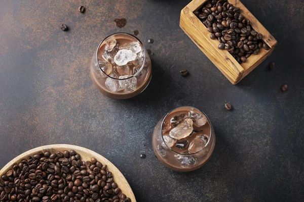 Ligueur Crémeuse Sucrée Avec Café Glace Mise Point Sélective — Photo