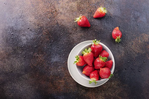 Fresh Sweet Strawberry Rustic Black Background Selective Focus Image — Stock Photo, Image