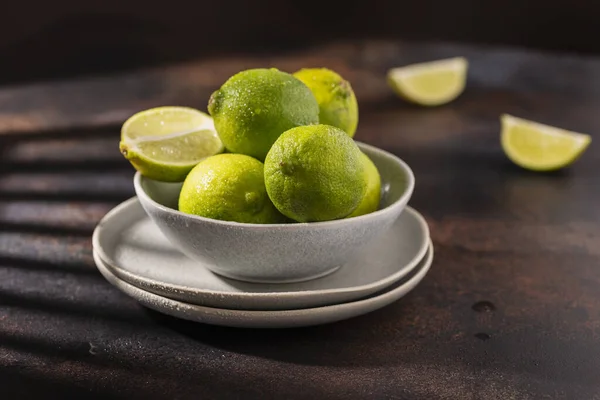 Fresh Green Limes Strong Summer Light Selective Focus Image — Stock Photo, Image