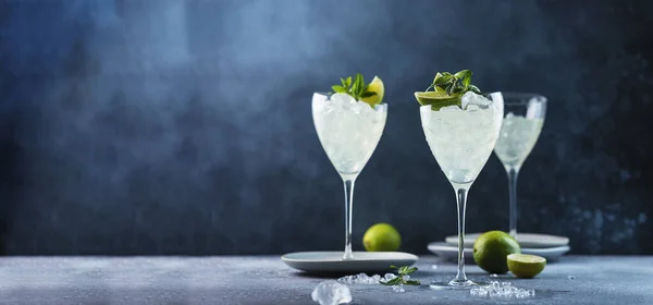 Mojito Koktejl Citrónem Mátou Selektivní Fous Image — Stock fotografie