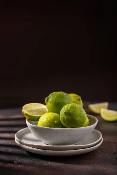 Fresh Green Limes Strong Summer Light Selective Focus Image — Stock Photo, Image