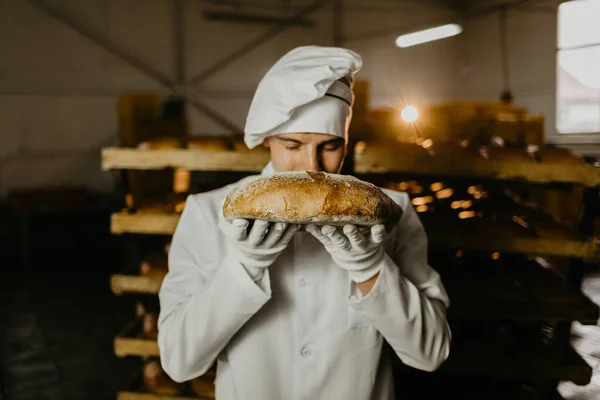 Chef Renifle Pain Boulanger Cuisine — Photo