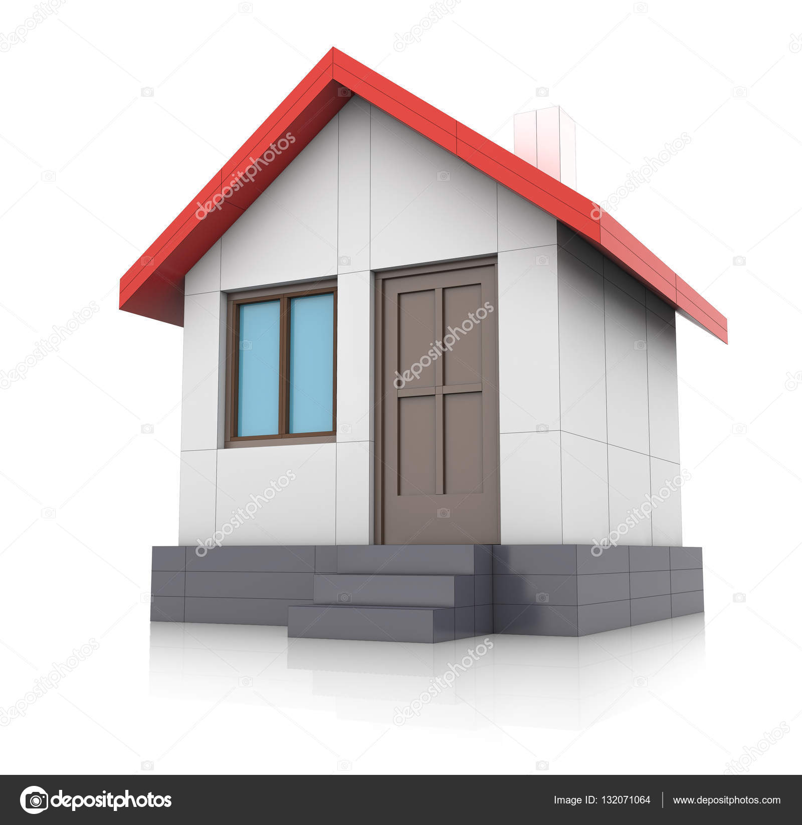 Kleines Haus mit rotem Dach auf weißem Hintergrund — Stockfoto