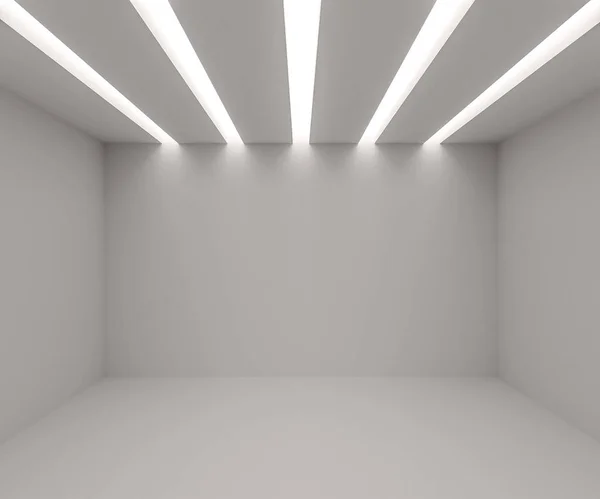 White empty room with lights. 3d rendering