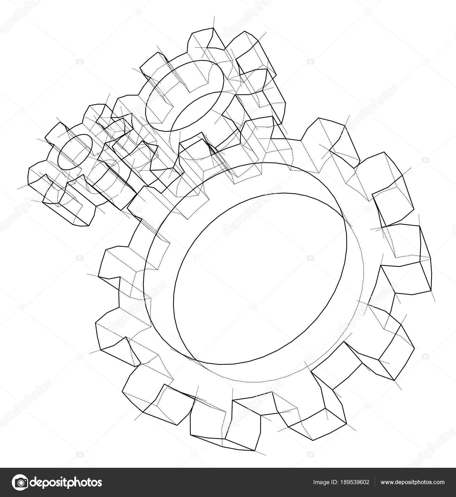 Download 3D gear wheel. Vector — Stock Vector © cherezoff #189539602