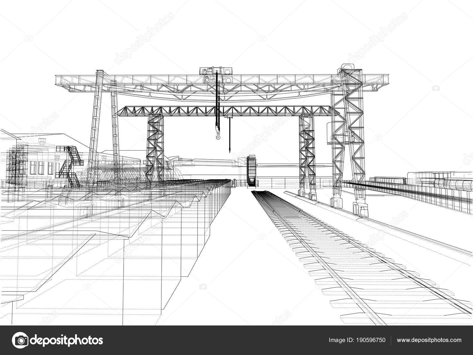 Industrial zone with buildings and cranes — Stock Photo © cherezoff