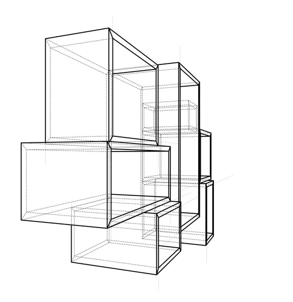 Boceto lineal del edificio moderno sobre fondo gris claro vector