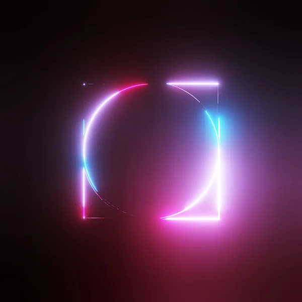 Neon light circle and square frames
