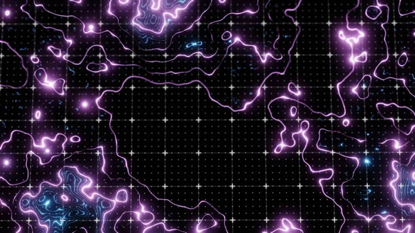 Technological glowing topographical map