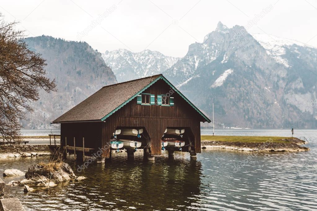 Wooden boat house