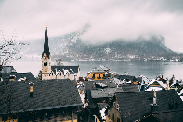 View over Hallstatt and lake