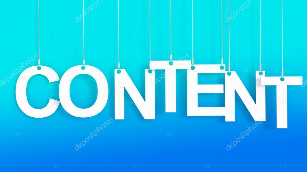 Content hanging Letters over blue background