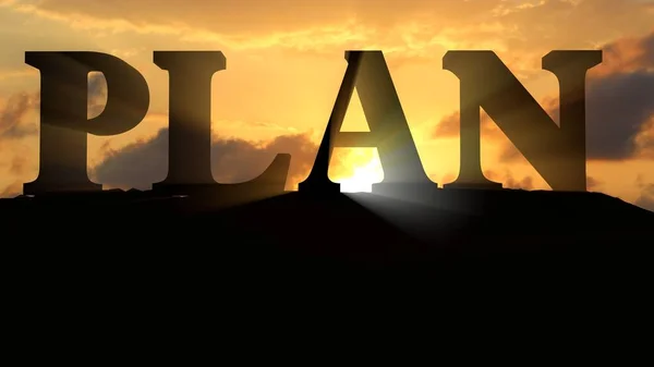 Plan Sunset Landscape Rendering — Stock Photo, Image