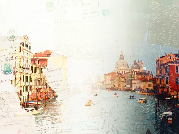 Винтажная открытка Большого канала, Венице, Италия — стоковое фото