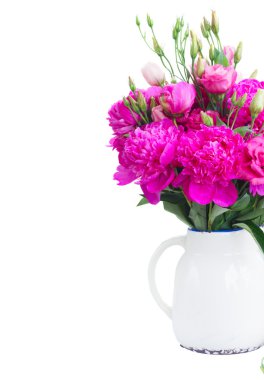 Parlak pembe çiçekler Şakayık ve eustoma