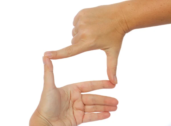 Χέρια χειρονομία σε λευκό — Φωτογραφία Αρχείου